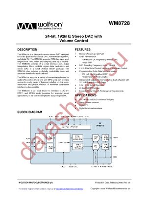 WM8728SEDS/R datasheet  